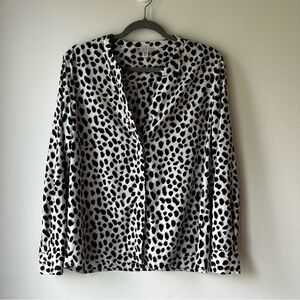 Eliane Rose Printed Blouse Size S | Black White Long Sleeve Button Front Top